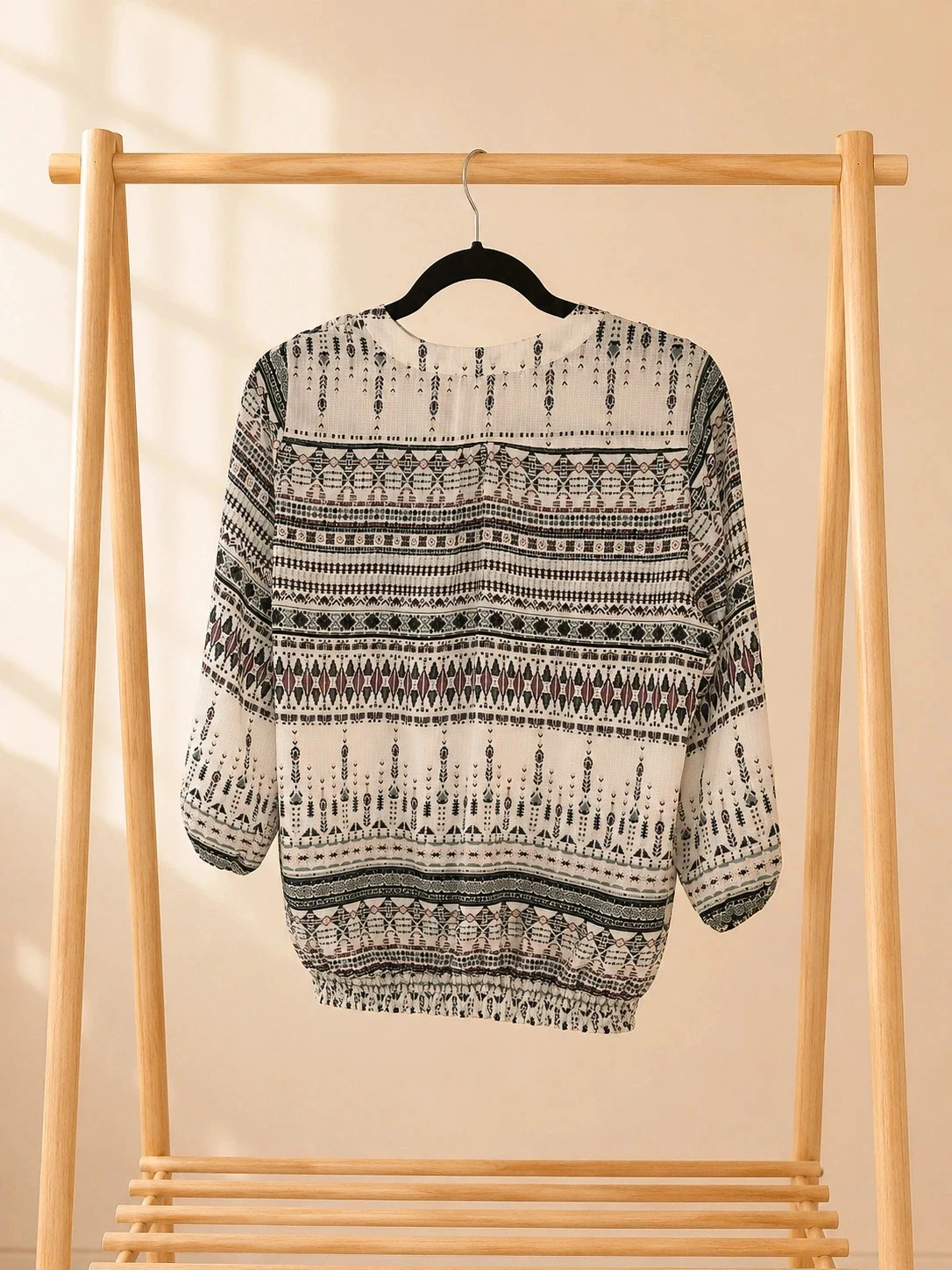 Blouse Bréal T40 met bohemien print, 3/4 mouwen, gesmokte taille – photo 2
